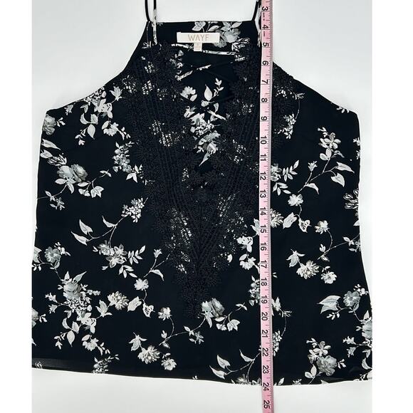 WAYF Black White Floral Deep V Neck Camisole Tank Top Lace Sexy Cottage Size S - Picture 7 of 8